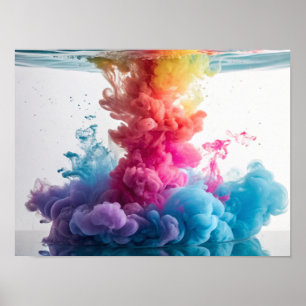Poster L'encre vibrante éclate dans l'eau
