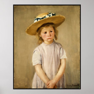 Poster L'enfant de Cassatt en Casquette paille - avec un 