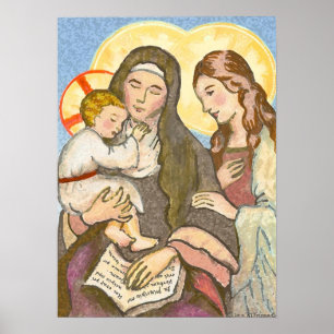 Poster L'Enfant Jésus avec sa mère et sa grand-mère