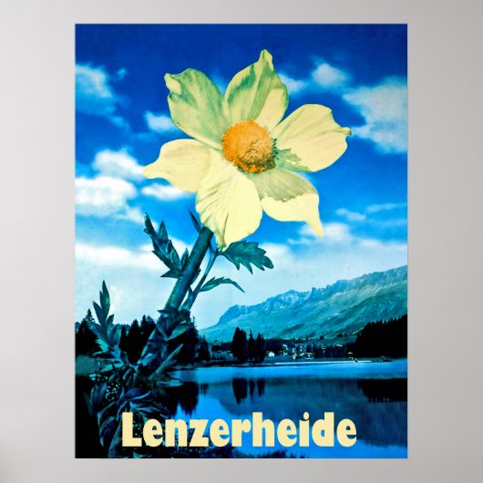 Poster Lenzerheide, Suisse, fleur d'été sur le lac (Devant)