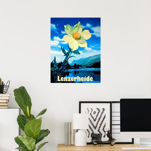 Poster Lenzerheide, Suisse, fleur d'été sur le lac (Bureau à domicile)