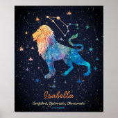 Poster Leo Constellation Zodiac Aquarelle Étoiles Galaxie (Devant)