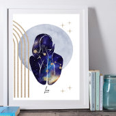 Poster Leo Feminine Blue Zodiac Design