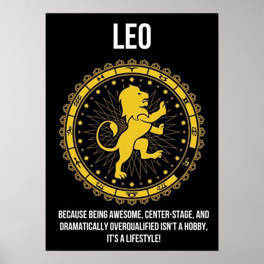 Poster Leo - Horoscope, Drôle Humour de signe Zodiaque (Devant)