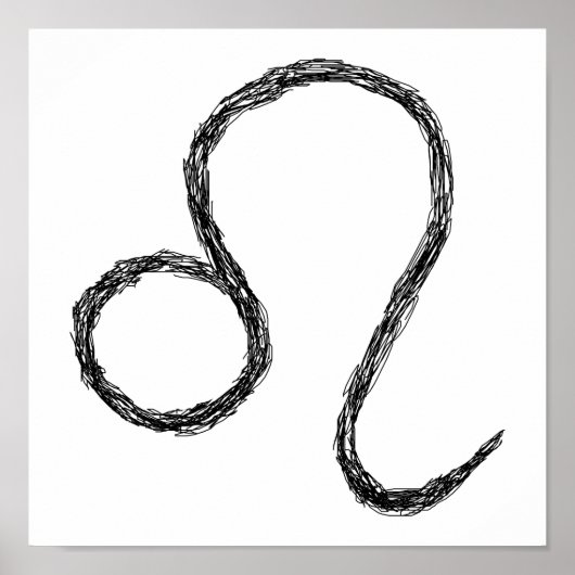 Poster Leo. Panneau astrologie zodiaque. Noir. (Devant)