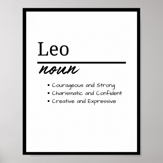 Poster Leo, Petit Nom Personnalisé Définition (Devant)