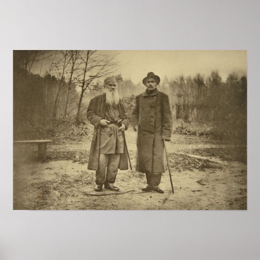 Poster Leo Tolstoï et l'auteur Maxim Gorky (Devant)