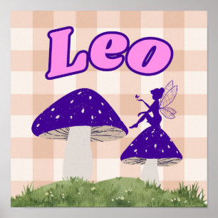Poster Leo Zodiac Cottagecore Champignons des Fées