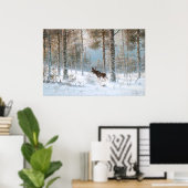 Poster Leodinovich : Un élan dans la forêt (Bureau à domicile)