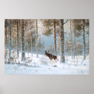 Poster Leodinovich : Un élan dans la forêt