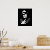 Poster Leonard Cohen - Black and White Music Legend (Cuisine)