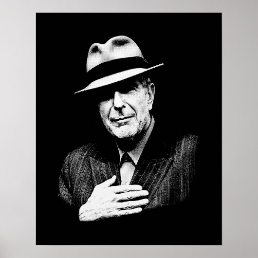 Poster Leonard Cohen - Black and White Music Legend (Devant)