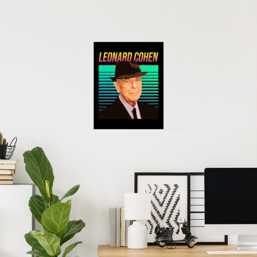 Poster Leonard Cohen Retro Portrait (Bureau à domicile)