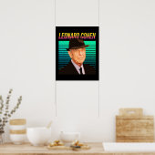 Poster Leonard Cohen Retro Portrait (Cuisine)