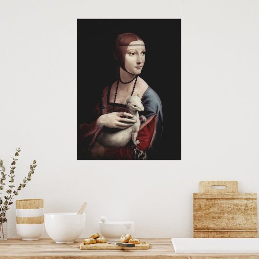 Poster Léonard de Vinci - Dame avec une mine (Cuisine)