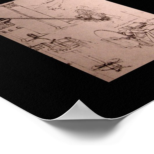 Poster Léonard de Vinci, dessins de machines (Coin)