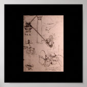 Poster Léonard de Vinci, dessins de machines (Devant)