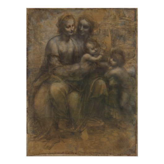 Poster Léonard de Vinci Vierge et enfant avec Sainte Anne (Devant)