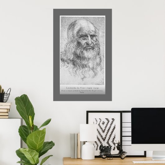 Poster Leonardo Da Vinci - Autoportrait (Bureau à domicile)