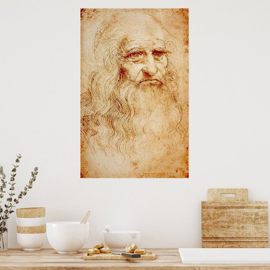Poster Leonardo Da Vinci - autoportrait (Cuisine)