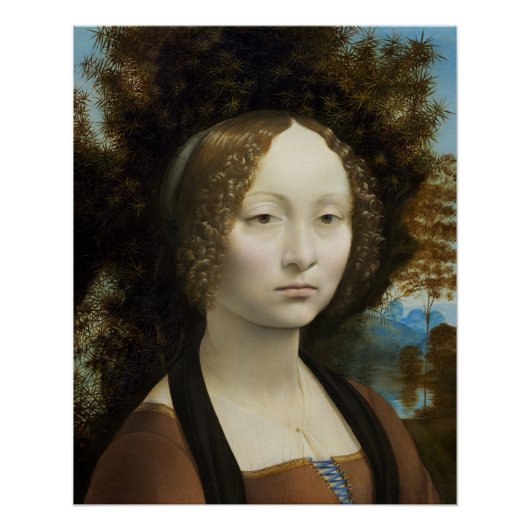 Poster Leonardo Da Vinci Ginevra De' Benci Peinture (Devant)