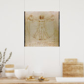 Poster Leonardo Da Vinci, Homme Vitruvien, Renaissance (Cuisine)