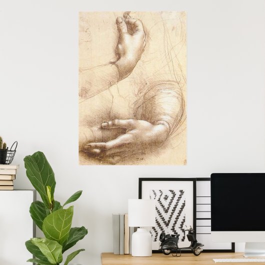 Poster LEONARDO Leonardo da Vinci HANDS Study of hands (Bureau à domicile)