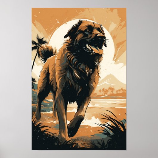 Poster Leonberger à la plage (Devant)