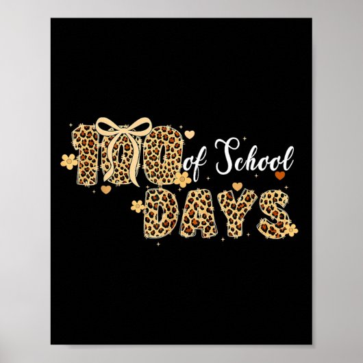 Poster Léopard 100 Jours D'école Drôle Enfants Enseignant (Devant)