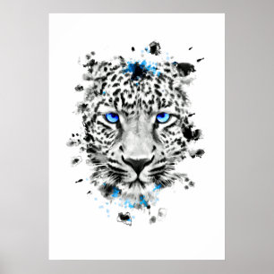 Poster Leopard aux yeux bleus