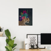 Poster Leopard avec tête tropicale (Bureau à domicile)