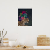 Poster Leopard avec tête tropicale (Cuisine)