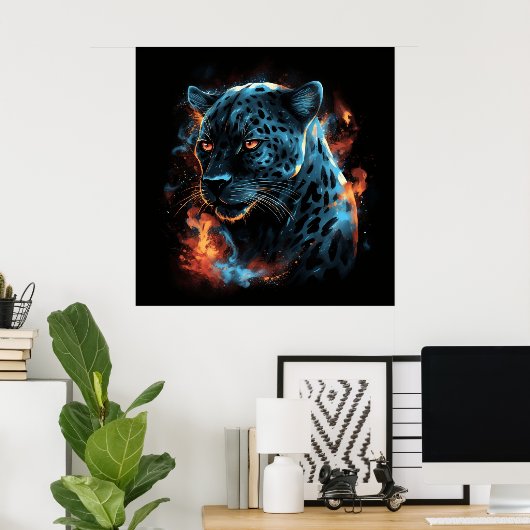 Poster Léopard blanc (Bureau à domicile)