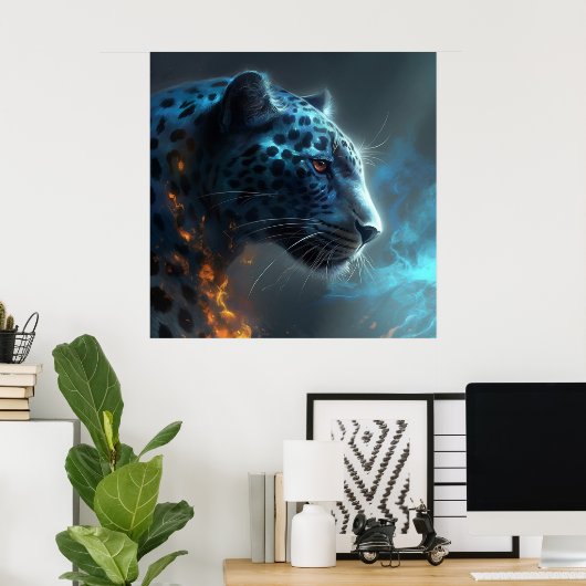 Poster Léopard blanc (Bureau à domicile)