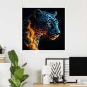 Poster Léopard blanc (Bureau à domicile)