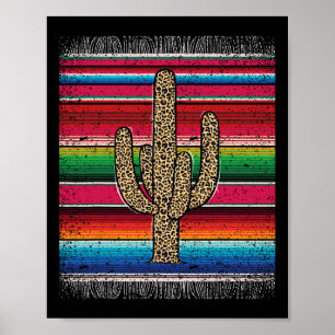 Poster Leopard Cactus Mexicain Serape Cinco De Mayo Femme