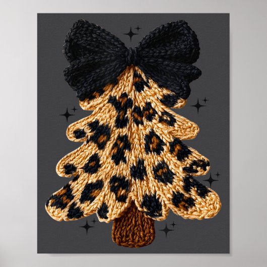 Poster Leopard Christmas Tree,christmas Coquette Bow Yarn (Devant)
