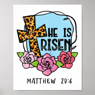 Poster Léopard Croix Il Est Ressuscité Pâques Jésus Relig