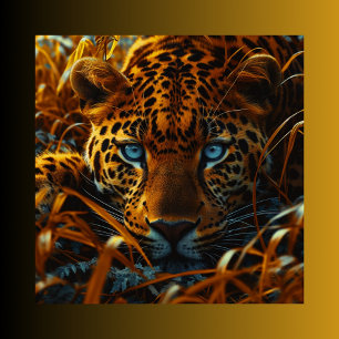Poster Leopard dans l'herbe