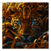 Poster Leopard dans l'herbe (Devant)