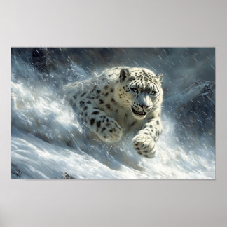 Poster Léopard des neiges Animal sauvage Environnement na