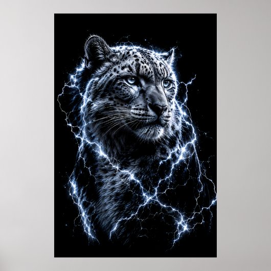 Poster Léopard des neiges électrique | Portrait de grand (Devant)