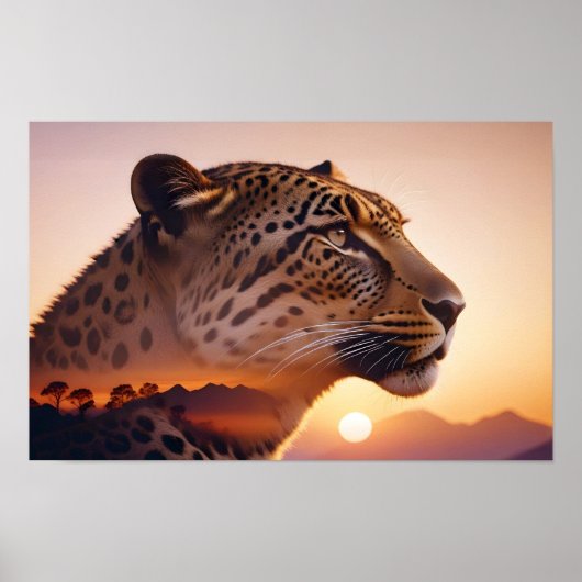 Poster Leopard Double exposition Nature animale Nature sa (Devant)