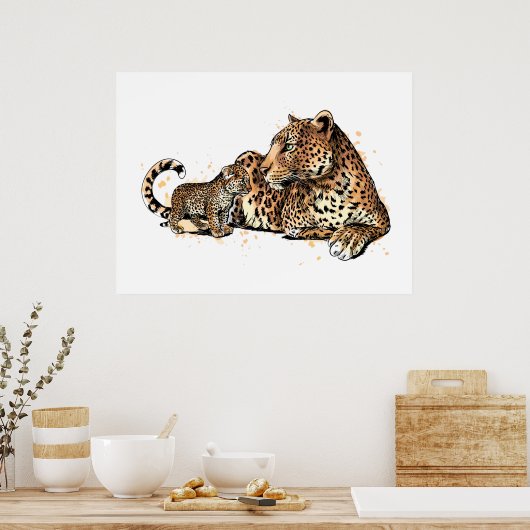 Poster Leopard Et Cub (Cuisine)