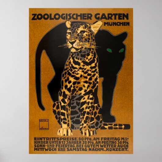 Poster Leopard et Panther au Vintage voyage allemand (Devant)