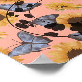 Poster Léopard floral Cheetah Tournesol jaune et rose (Coin)