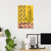Poster Léopard floral Cheetah Tournesol jaune et rose (Bureau à domicile)