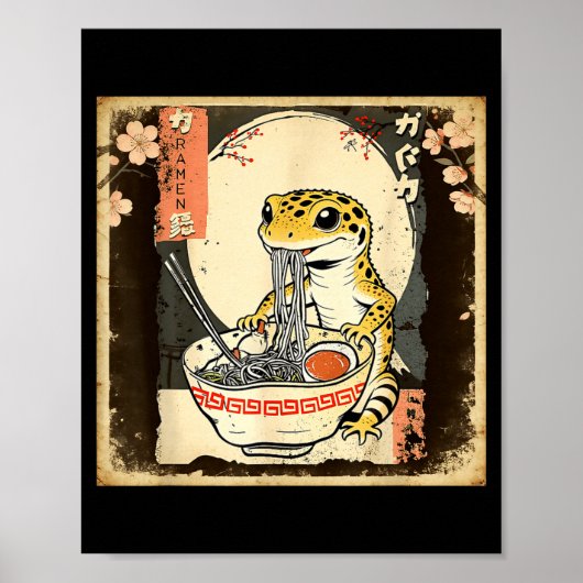 Poster Leopard Gecko Lizard Ramen Crested Gecko Japanese  (Devant)