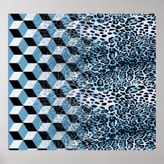 Poster Léopard Géométrique, Design de peau animale. (Devant)