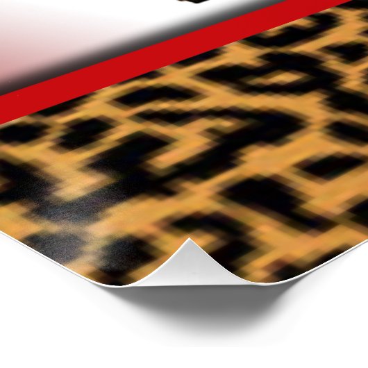 Poster Leopard haut talon et rose rouge (Coin)